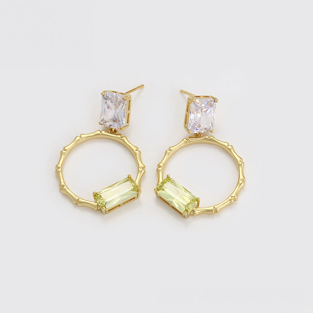 Pendientes de Aleación Bañado en Oro con Cristal Emporia® Verde y Cristal Emporia® Blanco