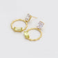 Pendientes de Aleación Bañado en Oro con Cristal Emporia® Verde y Cristal Emporia® Blanco