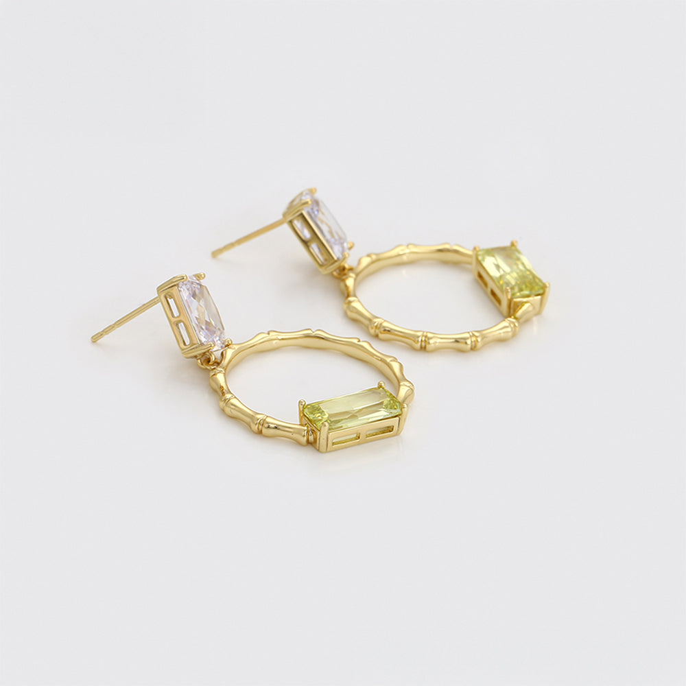 Pendientes de Aleación Bañado en Oro con Cristal Emporia® Verde y Cristal Emporia® Blanco