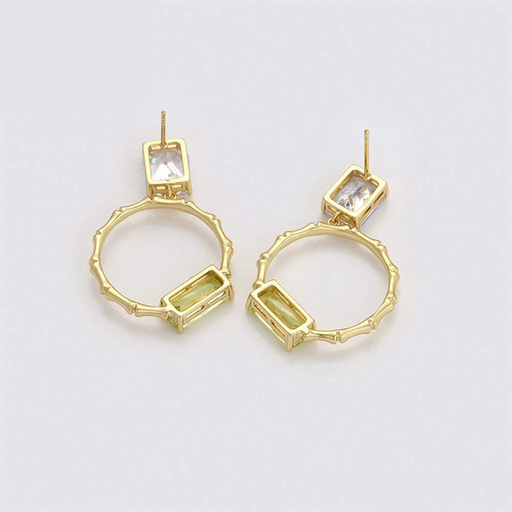 Pendientes de Aleación Bañado en Oro con Cristal Emporia® Verde y Cristal Emporia® Blanco