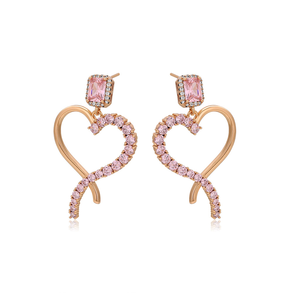 Pendientes de Aleación Bañado en Oro con Cristal Emporia® Rosa 1 