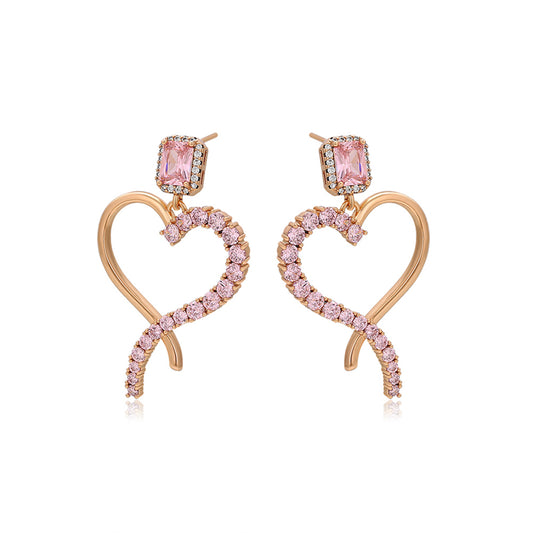 Pendientes de Aleación Bañado en Oro con Cristal Emporia® Rosa