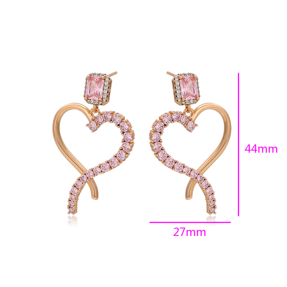 Pendientes de Aleación Bañado en Oro con Cristal Emporia® Rosa