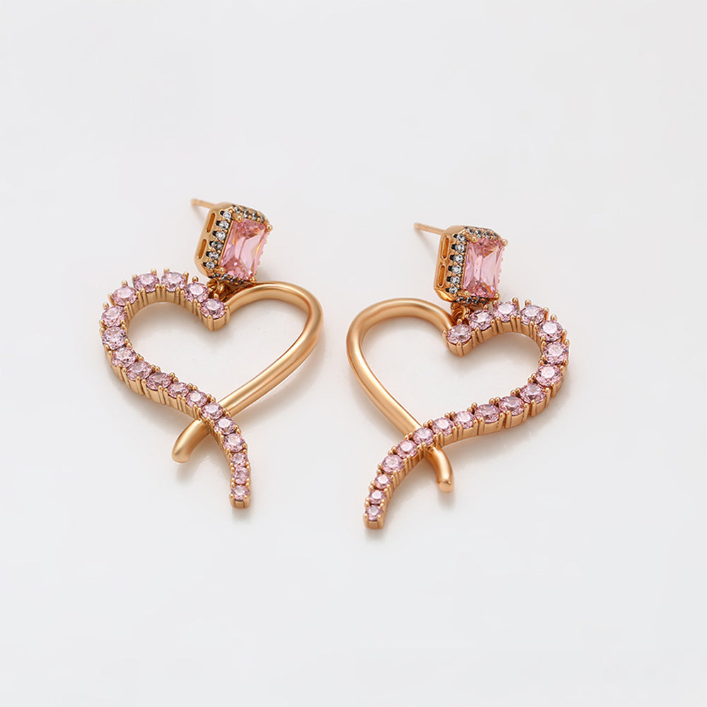 Pendientes de Aleación Bañado en Oro con Cristal Emporia® Rosa 3 