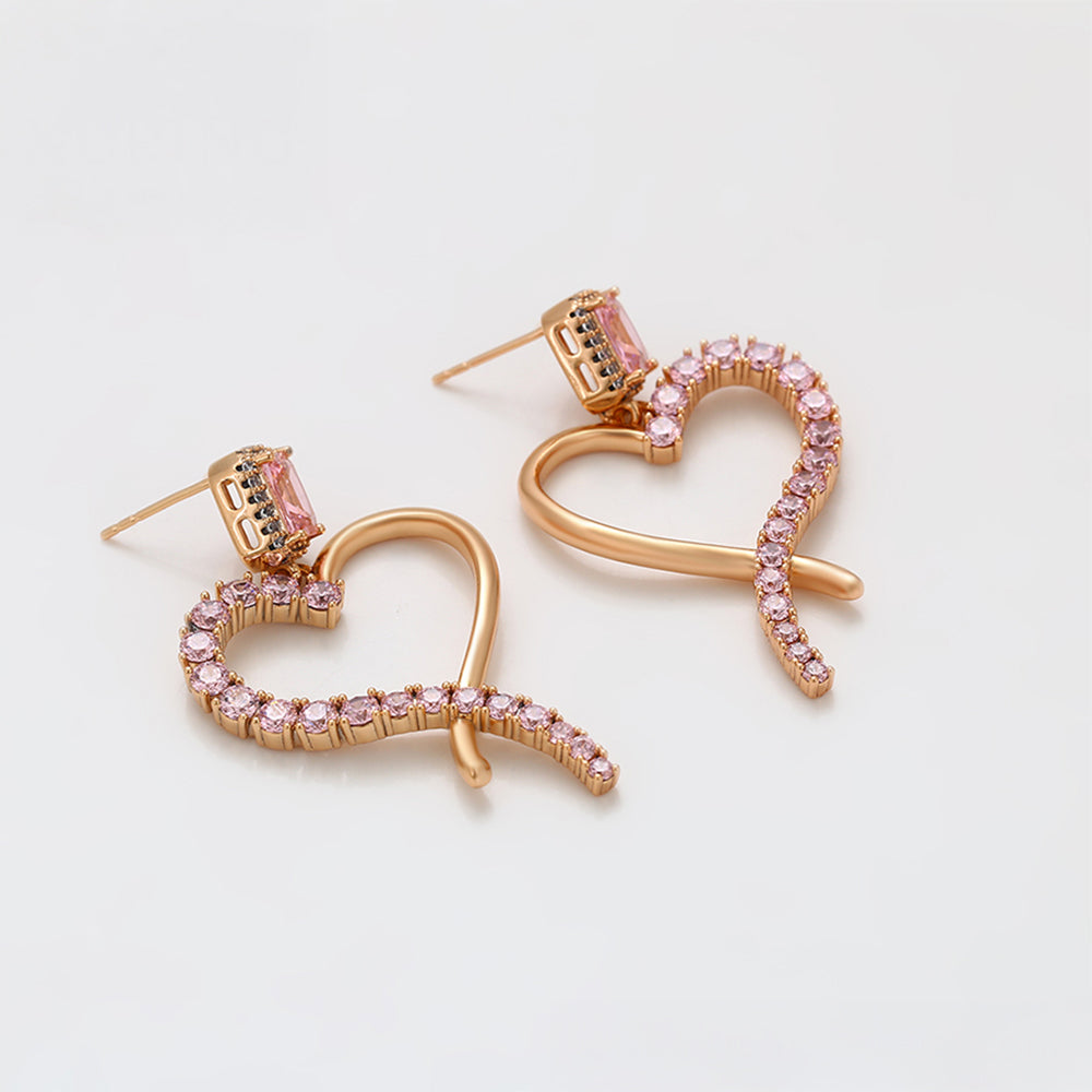 Pendientes de Aleación Bañado en Oro con Cristal Emporia® Rosa 4 