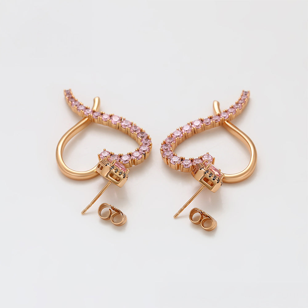 Pendientes de Aleación Bañado en Oro con Cristal Emporia® Rosa 6 