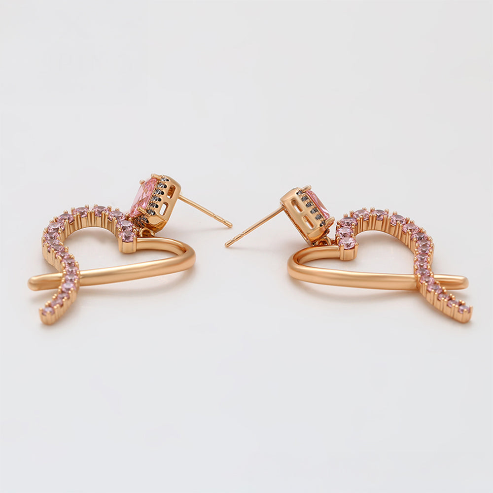 Pendientes de Aleación Bañado en Oro con Cristal Emporia® Rosa 7 