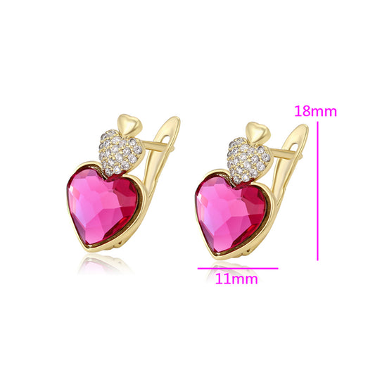 Pendientes de Aleación Bañado en Oro con Cristal Emporia® Rosa y Cristal Emporia® Blanco