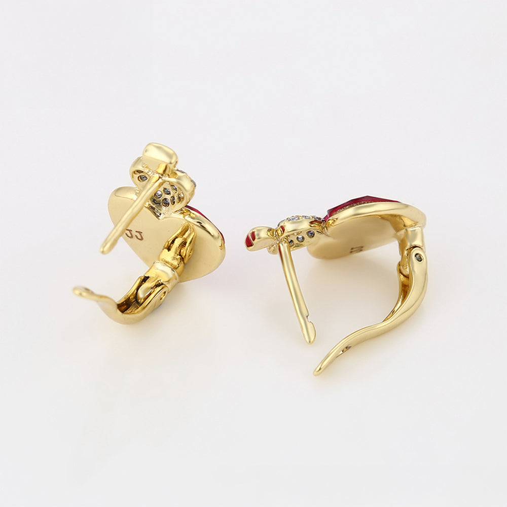 Pendientes de Aleación Bañado en Oro con Cristal Emporia® Rosa y Cristal Emporia® Blanco