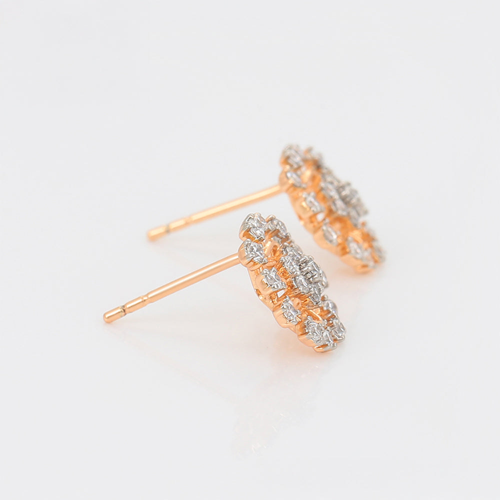 Pendientes de Aleación Bañado en Oro con Cristal Emporia® Blanco 3 