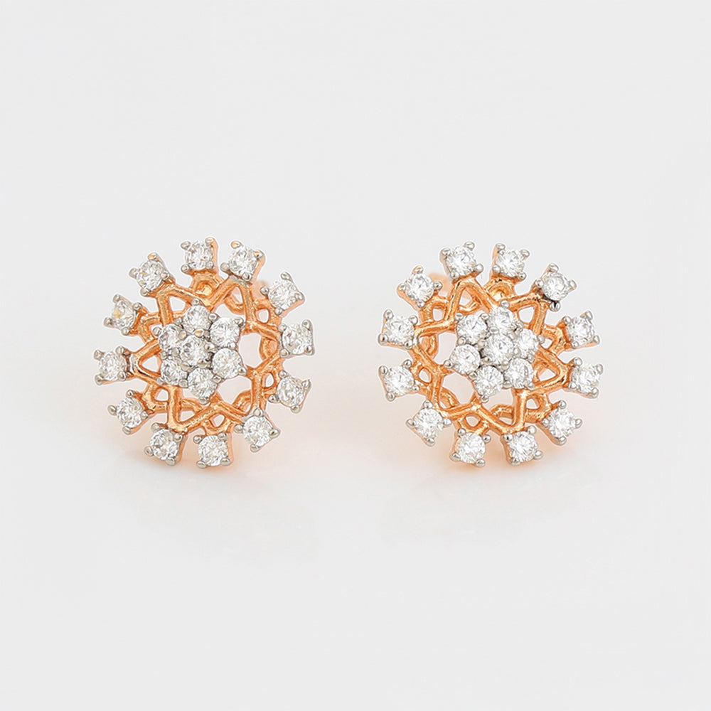 Pendientes de Aleación Bañado en Oro con Cristal Emporia® Blanco 4 