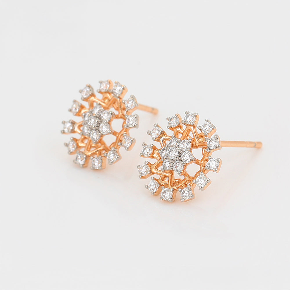 Pendientes de Aleación Bañado en Oro con Cristal Emporia® Blanco 5 