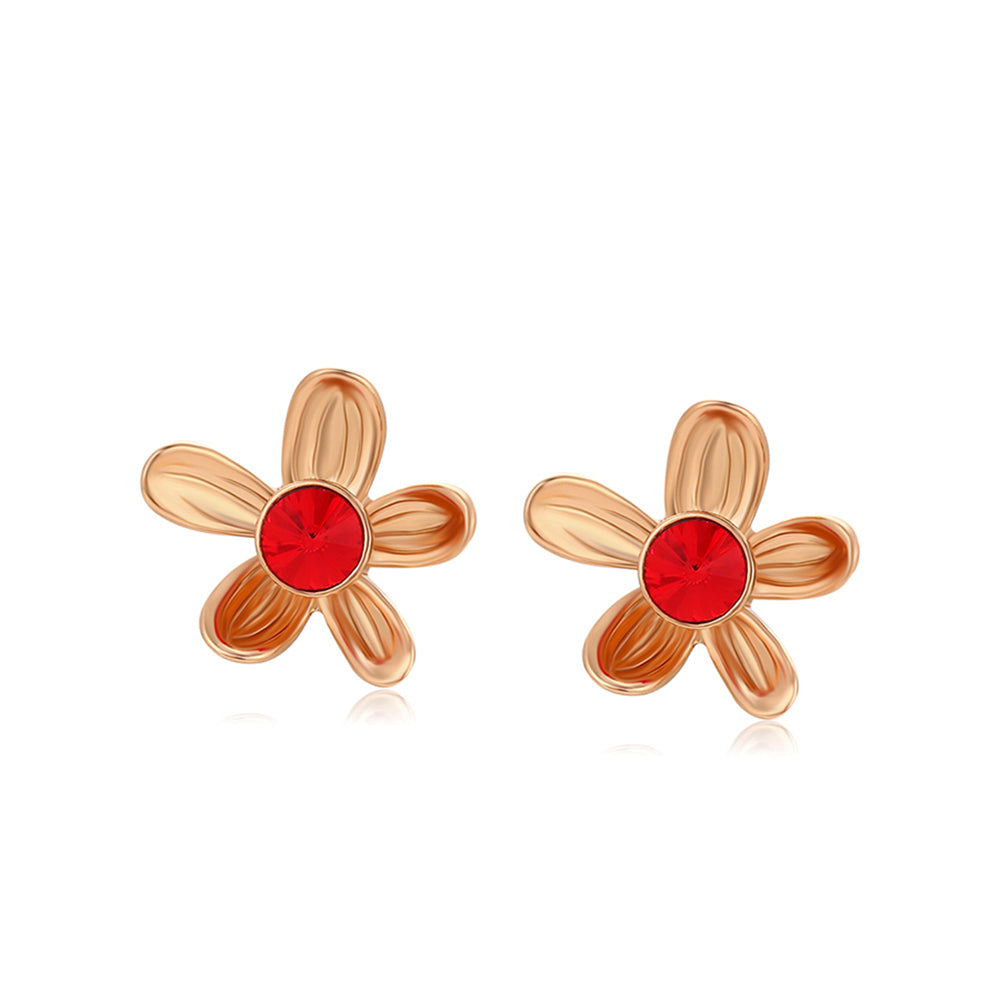 Pendientes de Aleación Bañado en Oro con Cristal Emporia® Rojo