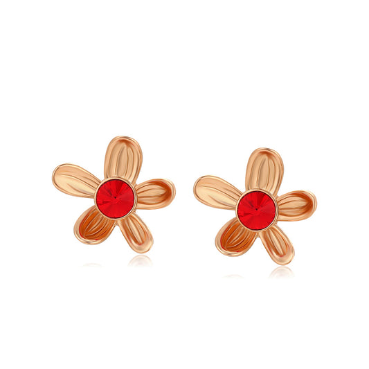 Pendientes de Aleación Bañado en Oro con Cristal Emporia® Rojo