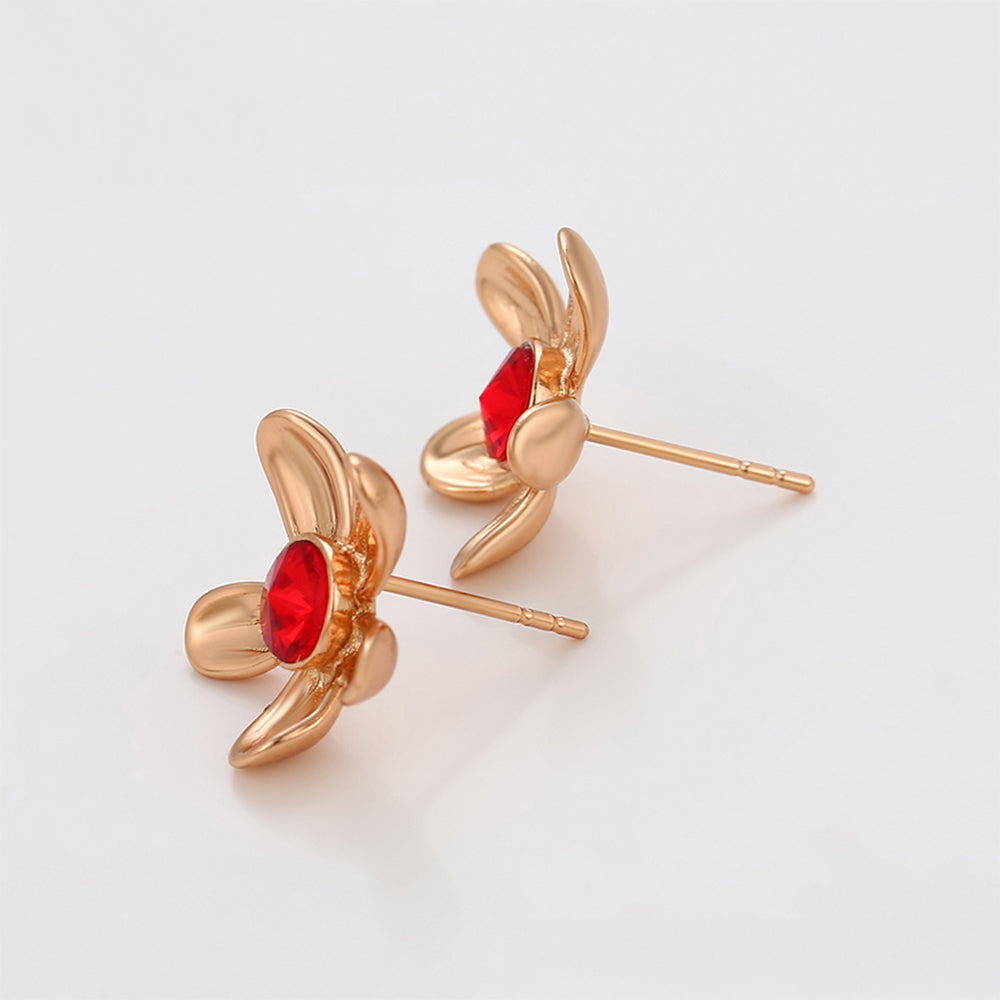 Pendientes de Aleación Bañado en Oro con Cristal Emporia® Rojo 3 