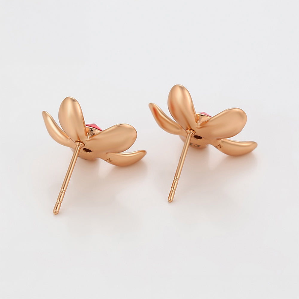 Pendientes de Aleación Bañado en Oro con Cristal Emporia® Rojo 5 