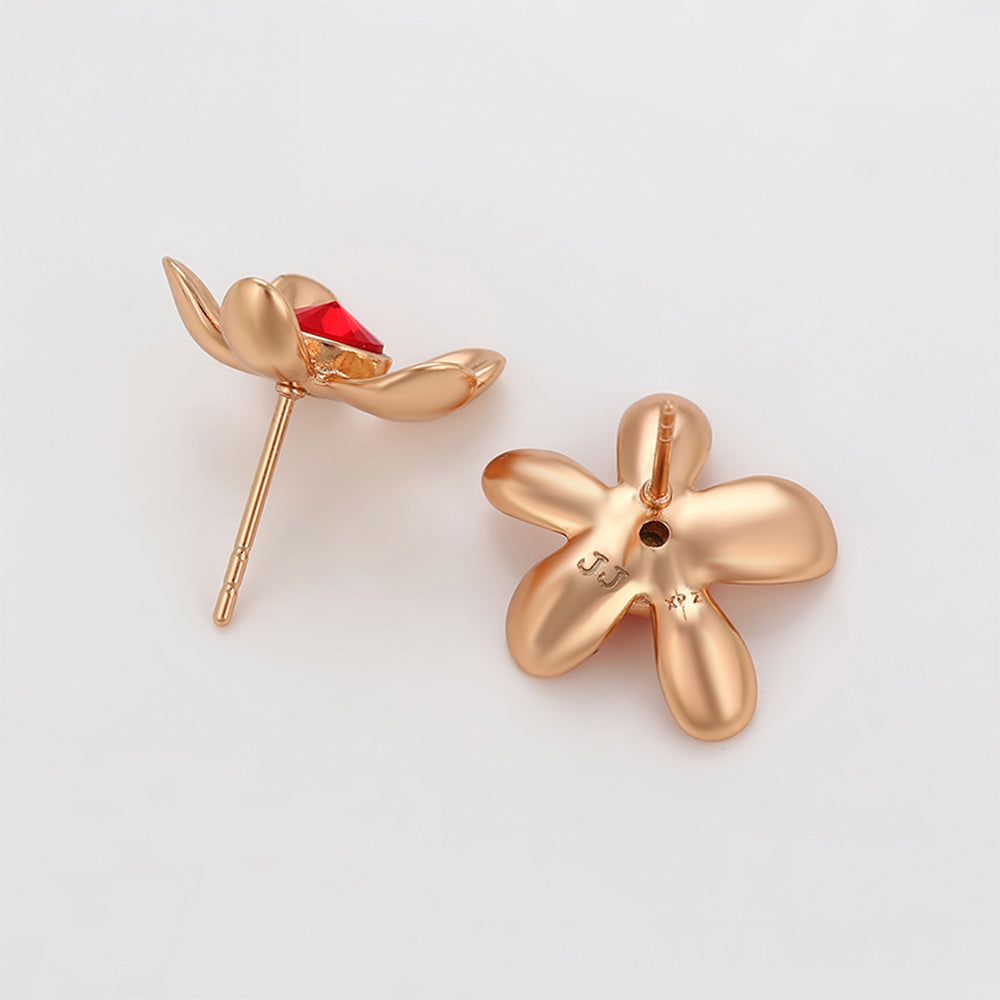 Pendientes de Aleación Bañado en Oro con Cristal Emporia® Rojo