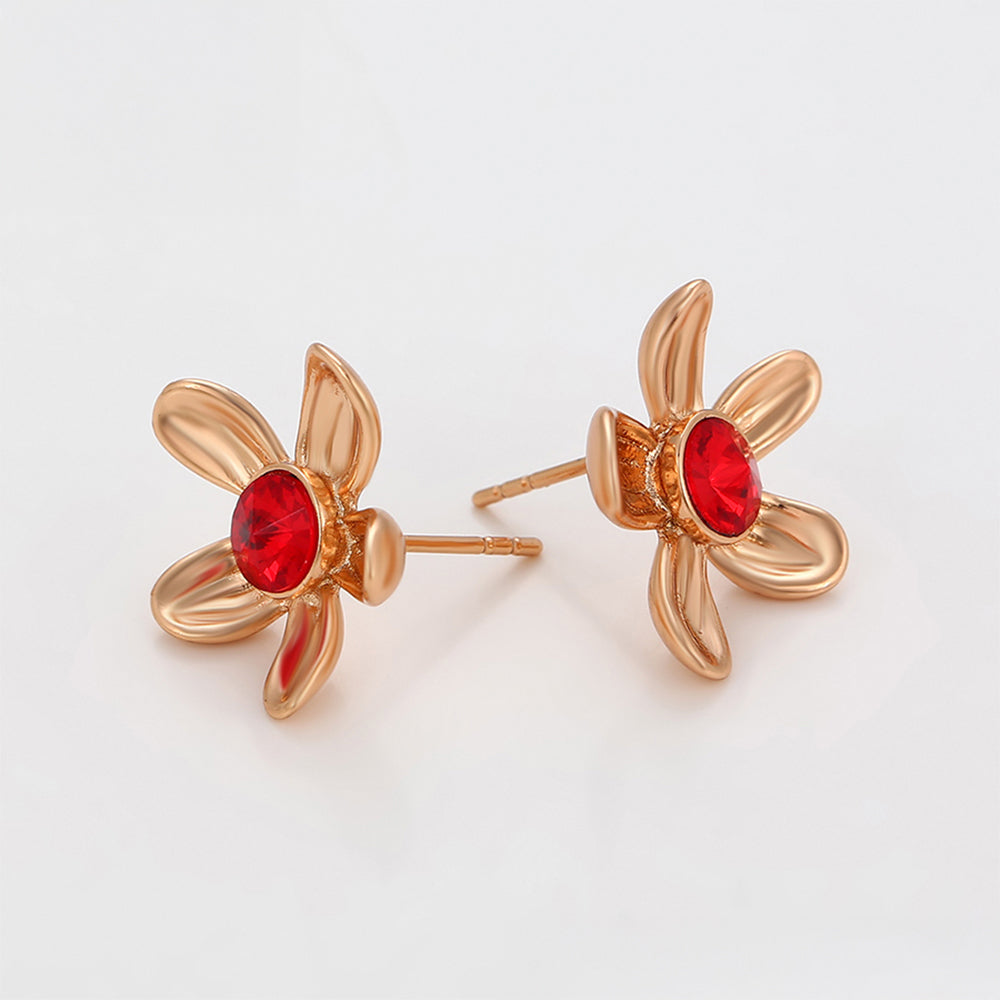 Pendientes de Aleación Bañado en Oro con Cristal Emporia® Rojo 7 