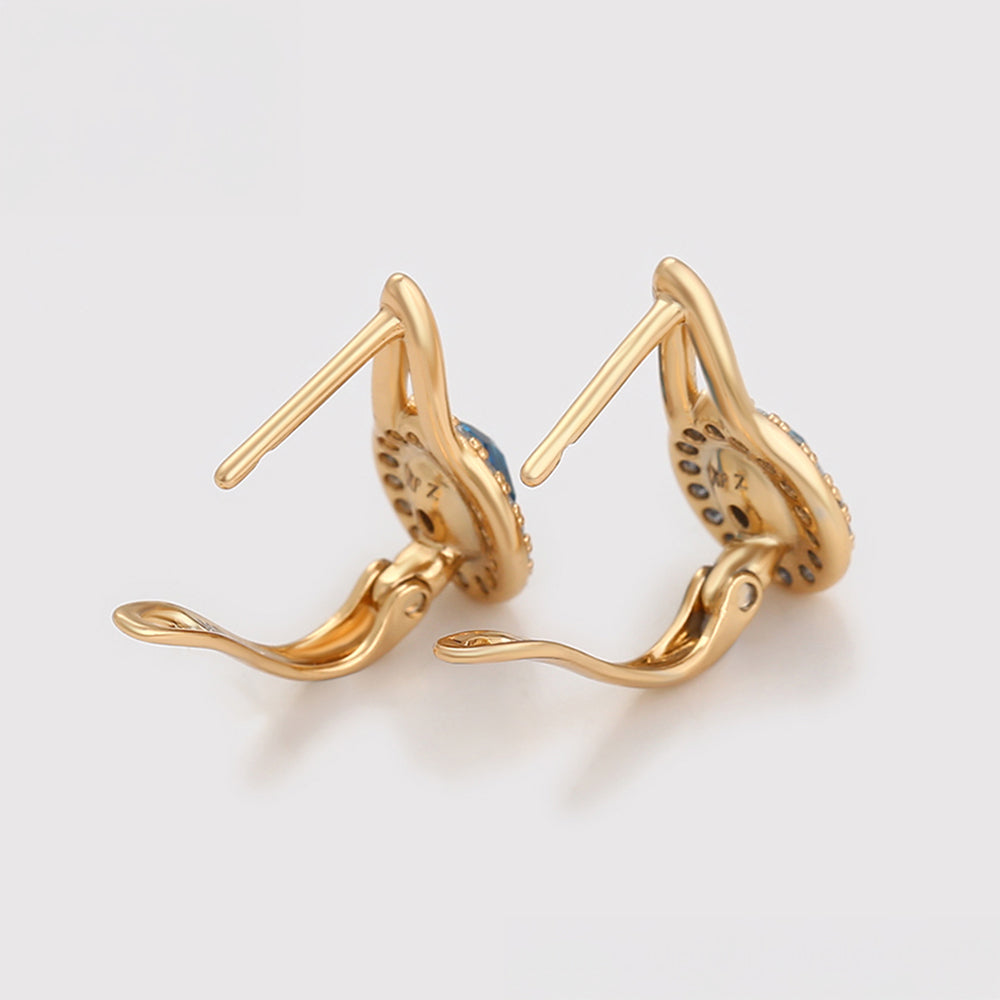 Pendientes de Aleación Bañado en Oro con Cristal Emporia® Azul y Cristal Emporia® Blanco 7 