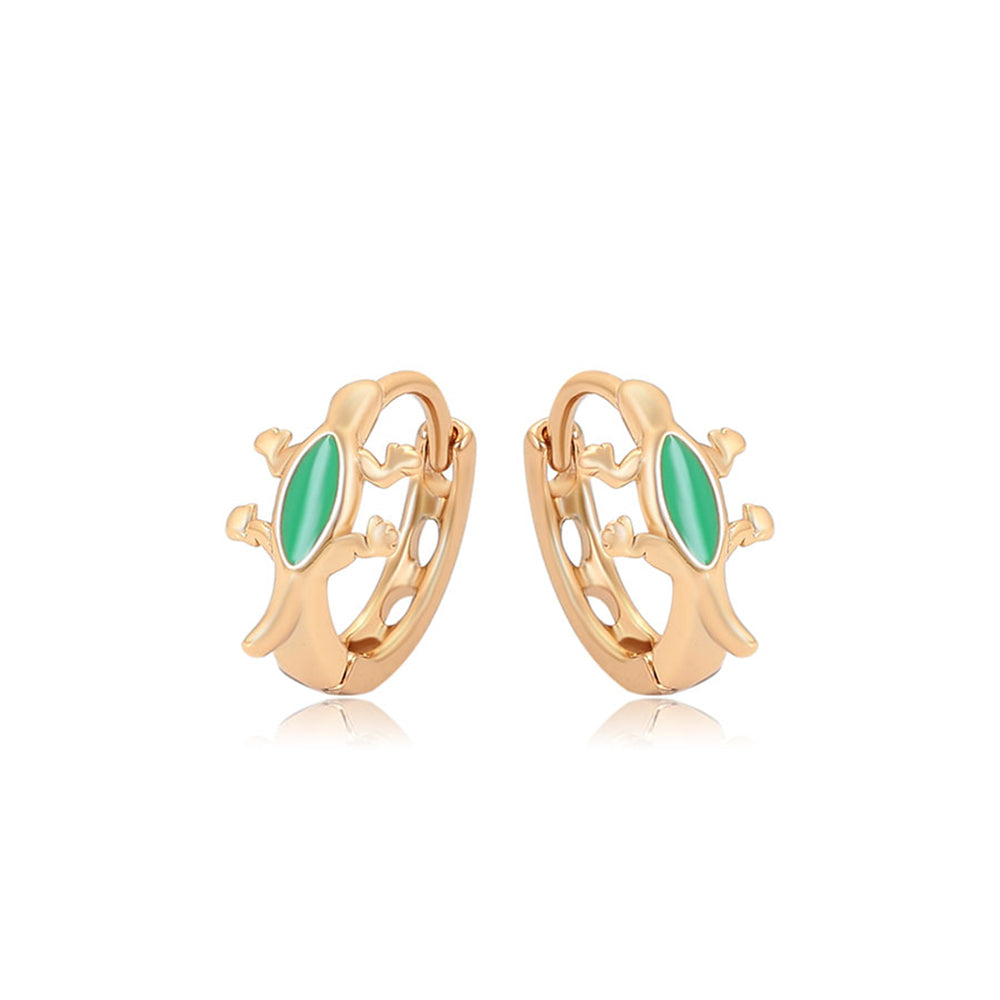 Pendientes de Aleación Bañado en Oro con Cristal Emporia® Verde 1 