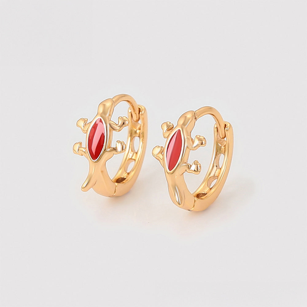 Pendientes de Aleación Bañado en Oro con Cristal Emporia® Rojo