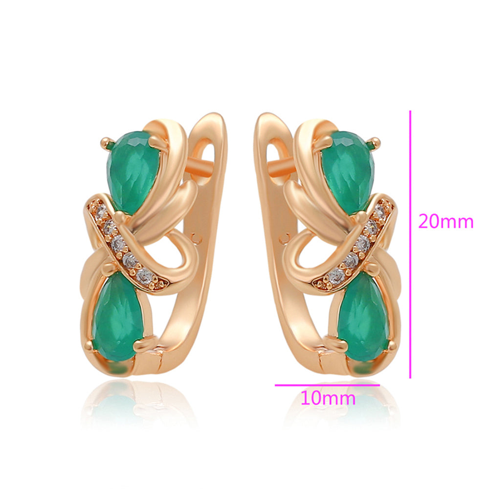 Pendientes de Aleación Bañado en Oro con Cristal Emporia® Verde
