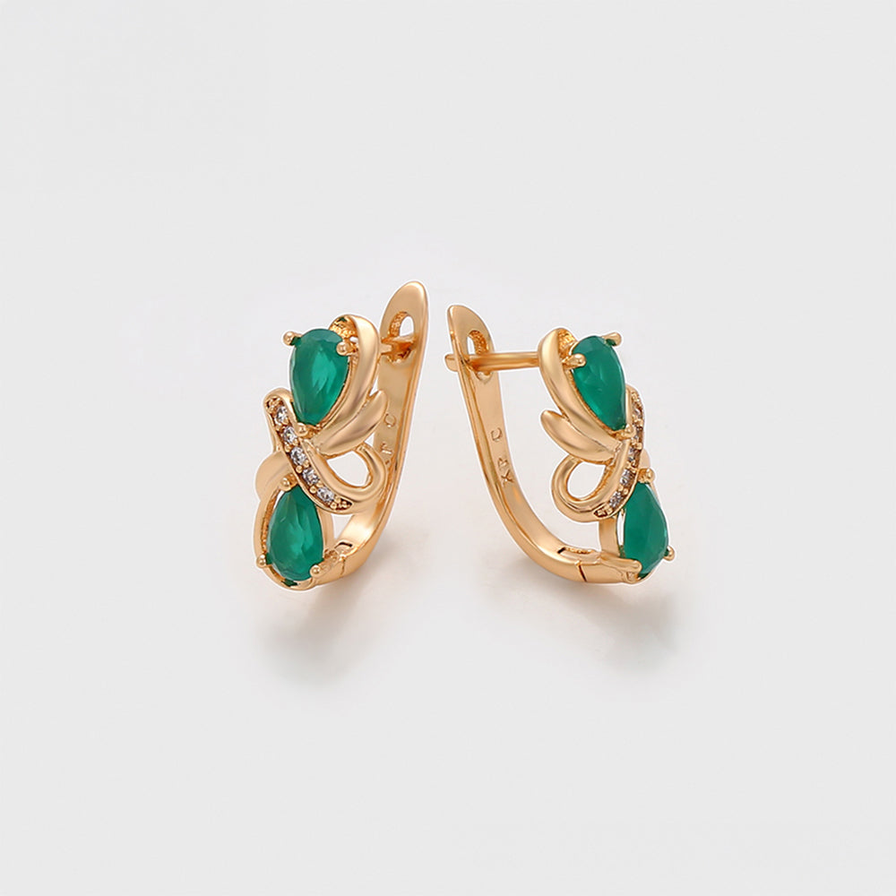 Pendientes de Aleación Bañado en Oro con Cristal Emporia® Verde 4 