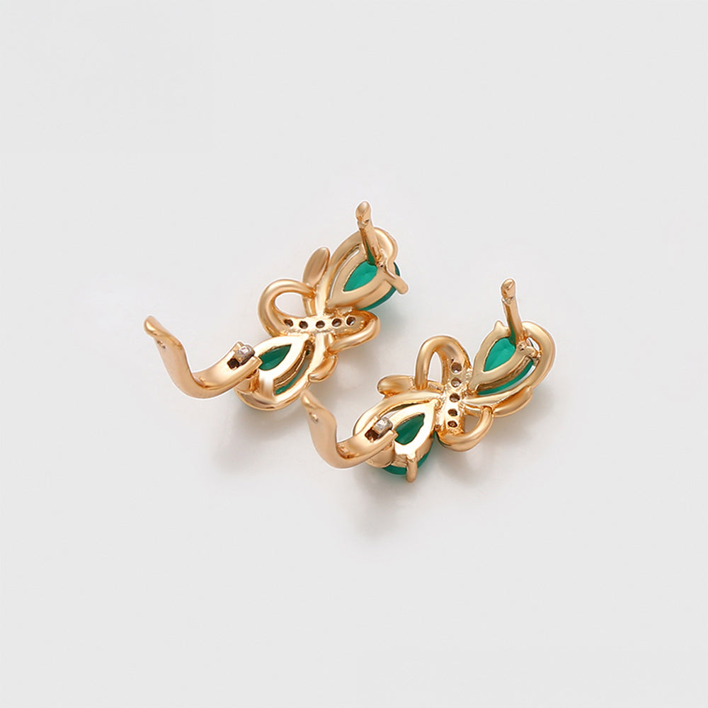 Pendientes de Aleación Bañado en Oro con Cristal Emporia® Verde 6 