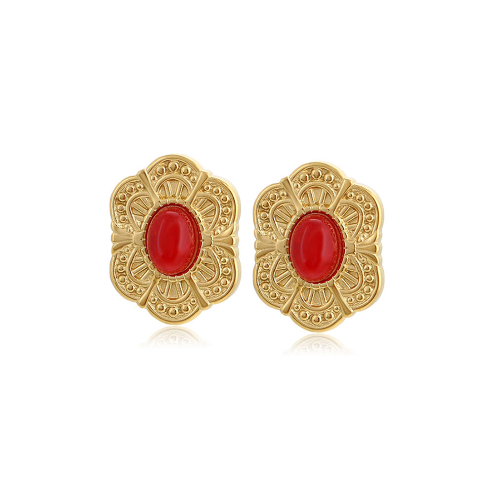 Pendientes de Aleación Bañado en Oro con Cristal Emporia® Rojo 1 