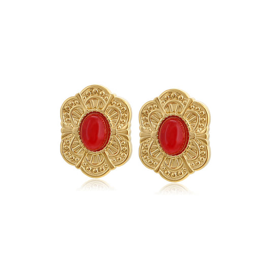 Pendientes de Aleación Bañado en Oro con Cristal Emporia® Rojo