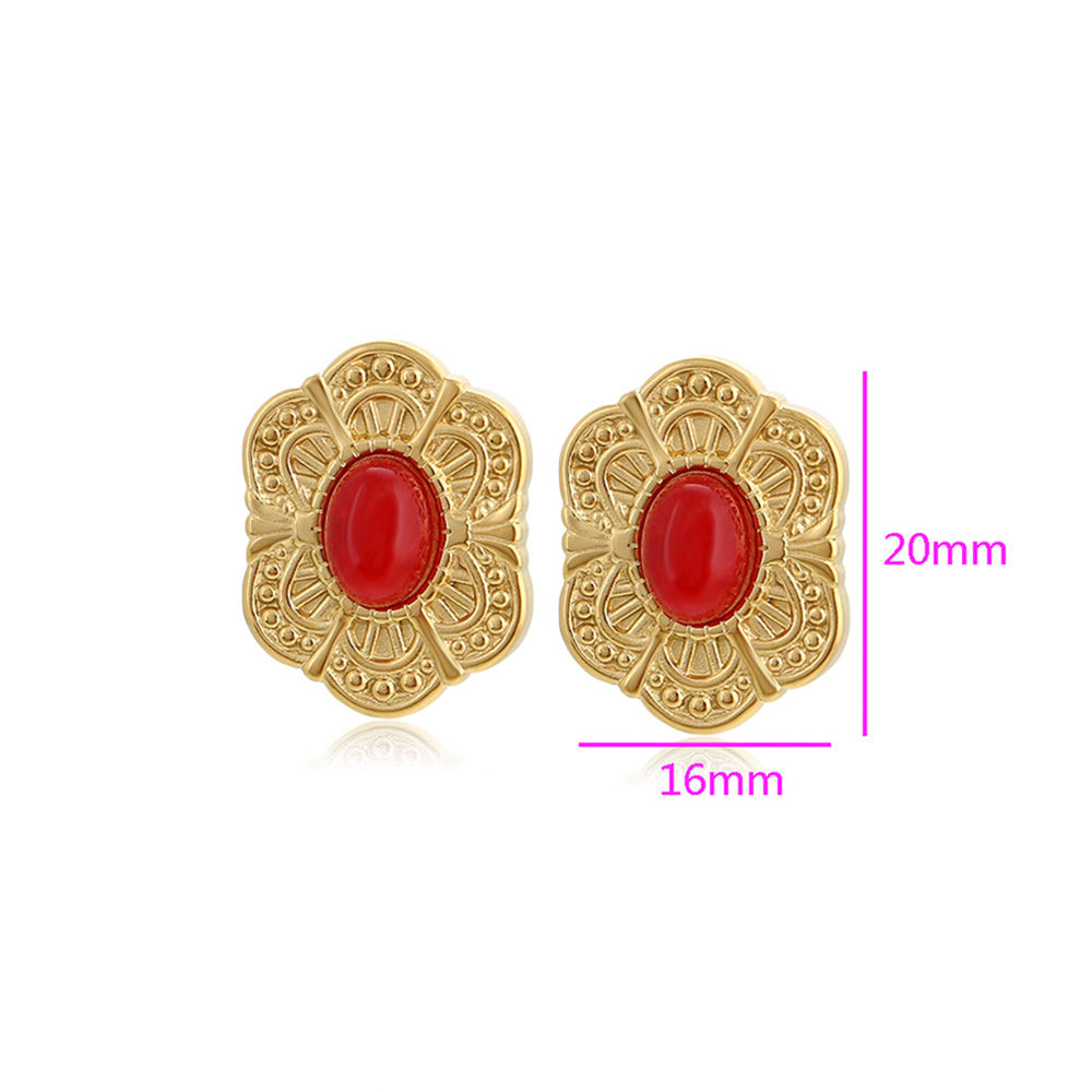 Pendientes de Aleación Bañado en Oro con Cristal Emporia® Rojo 2 