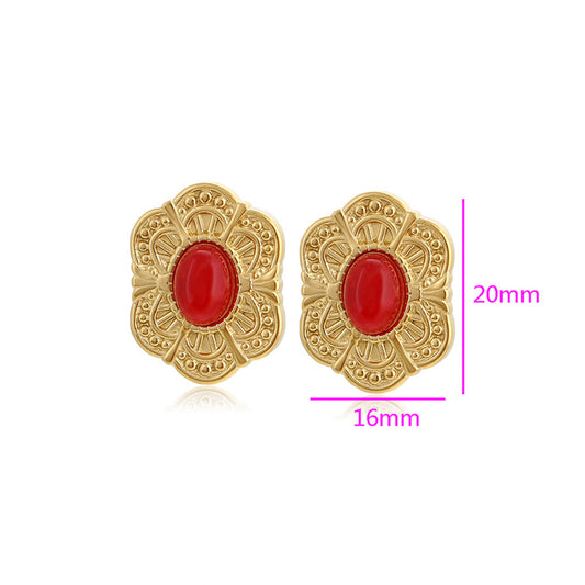 Pendientes de Aleación Bañado en Oro con Cristal Emporia® Rojo