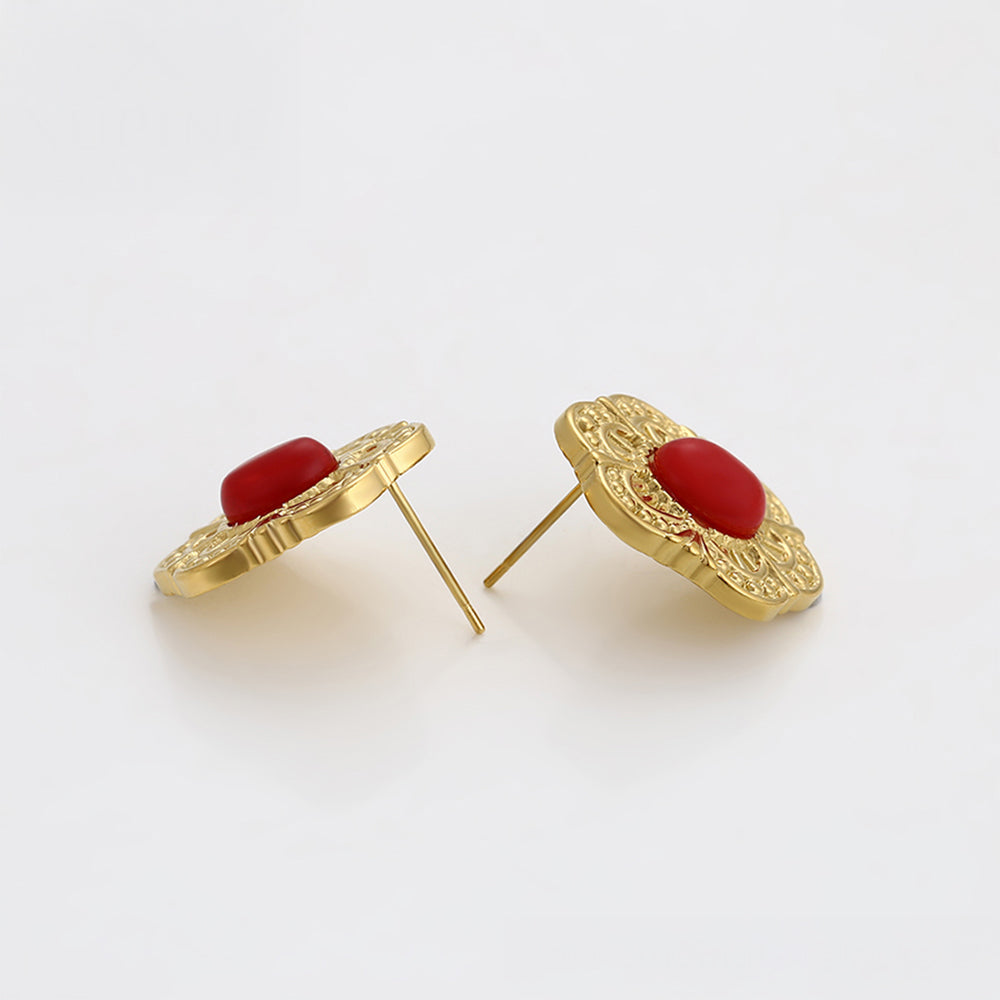 Pendientes de Aleación Bañado en Oro con Cristal Emporia® Rojo 4 