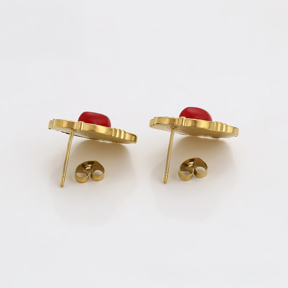 Pendientes de Aleación Bañado en Oro con Cristal Emporia® Rojo 6 