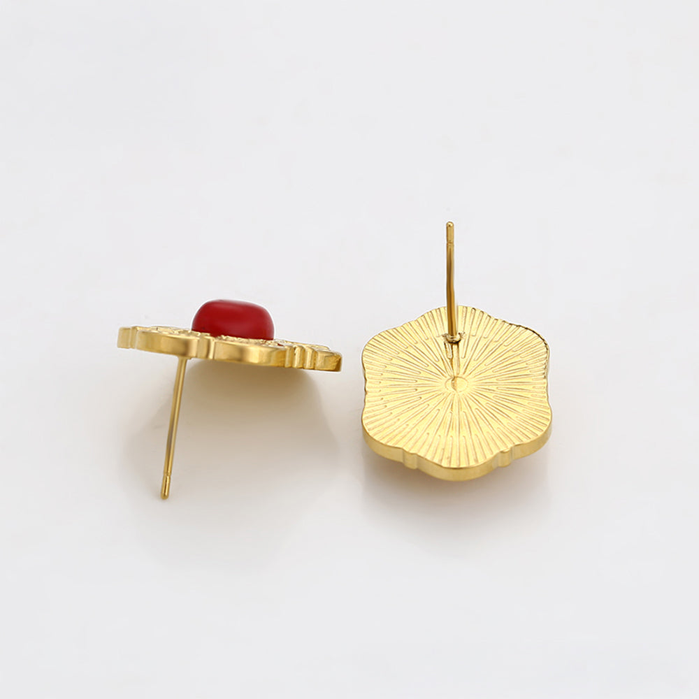 Pendientes de Aleación Bañado en Oro con Cristal Emporia® Rojo