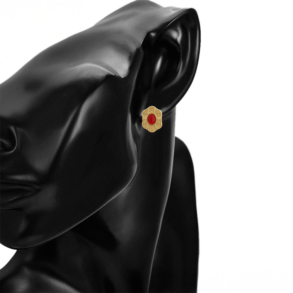 Pendientes de Aleación Bañado en Oro con Cristal Emporia® Rojo