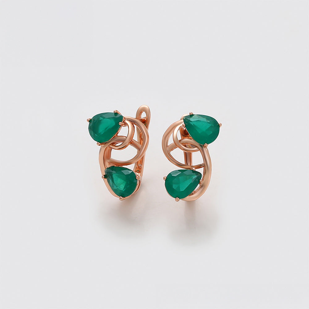Pendientes de Aleación Bañado en Oro con Cristal Emporia® Verde 3 