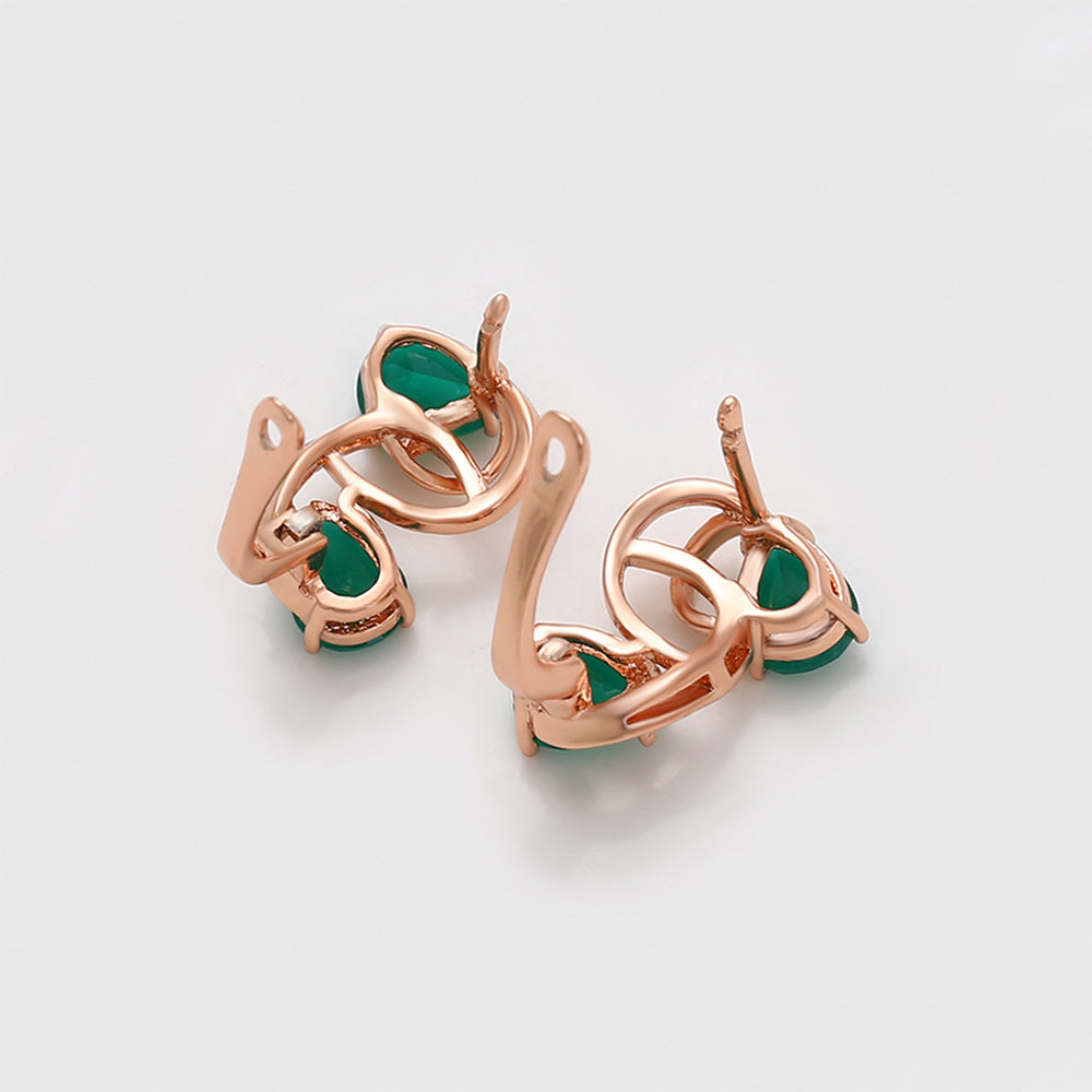 Pendientes de Aleación Bañado en Oro con Cristal Emporia® Verde 7 