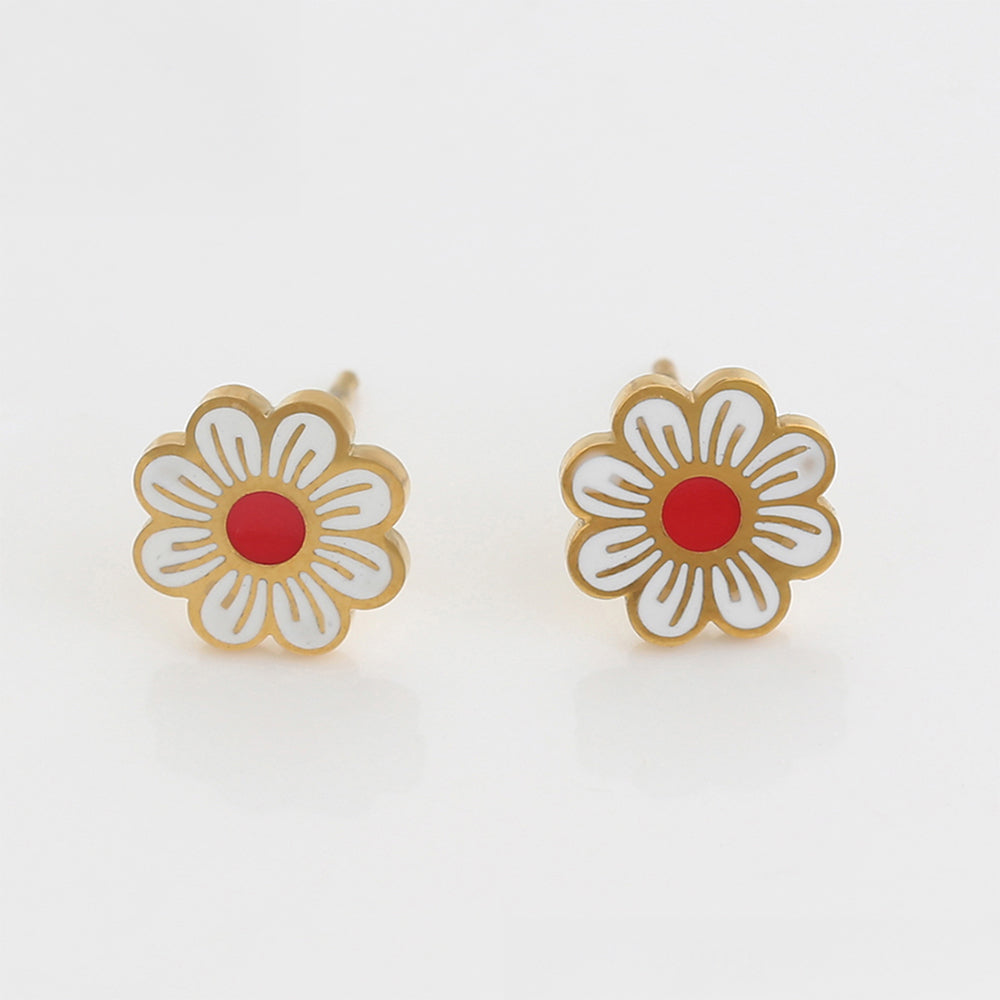 Pendientes de Aleación Bañado en Oro con Esmalte