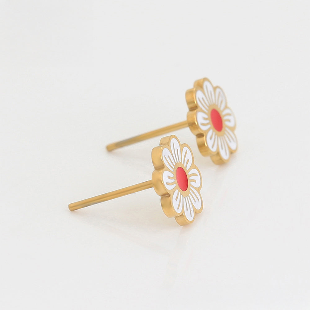 Pendientes de Aleación Bañado en Oro con Esmalte 7 