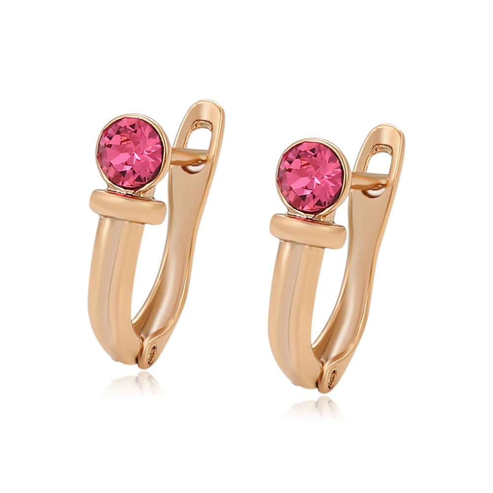Pendientes de Aleación Bañado en Oro con Cristal Emporia® Rosa 1 