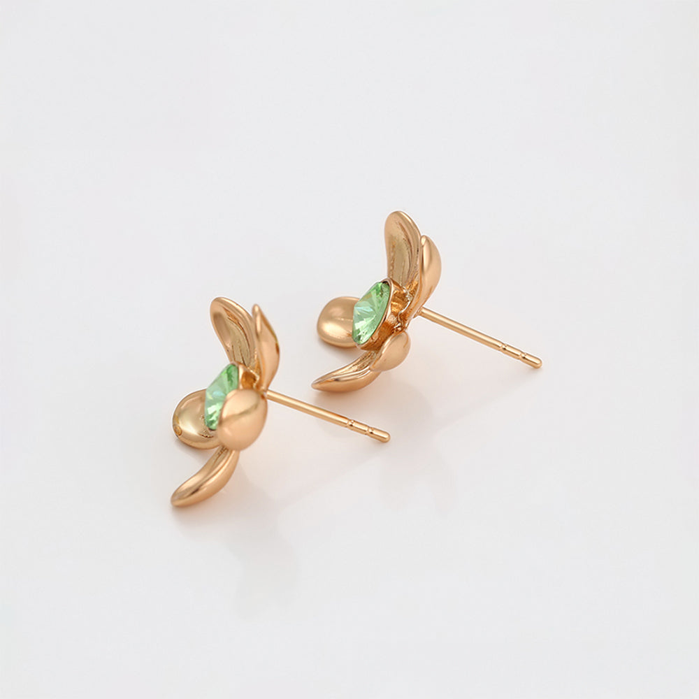 Pendientes de Aleación Bañado en Oro con Cristal Emporia® Azul