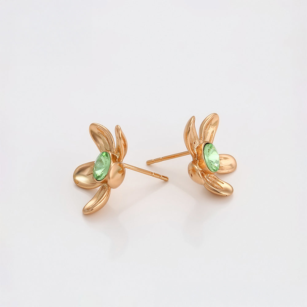 Pendientes de Aleación Bañado en Oro con Cristal Emporia® Azul 5 