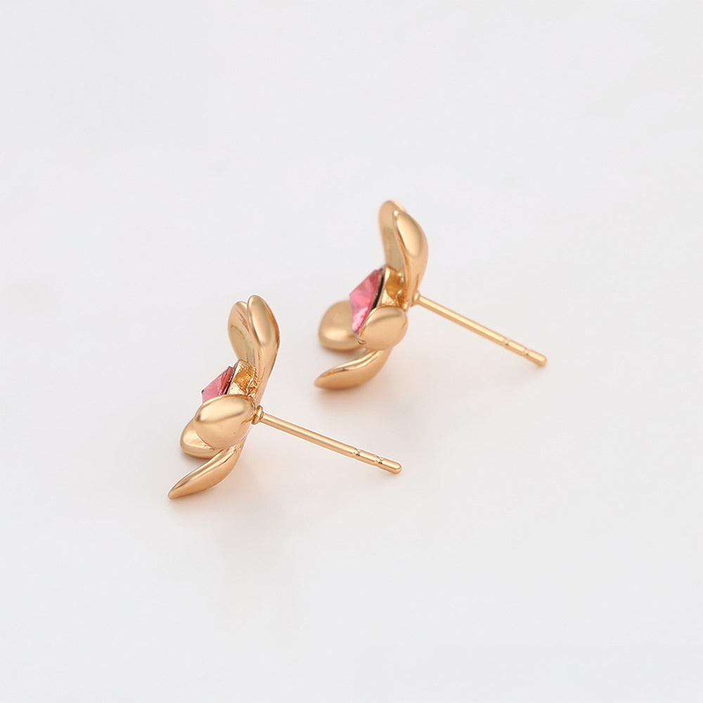 Pendientes de Aleación Bañado en Oro con Cristal Emporia® Rosa 5 