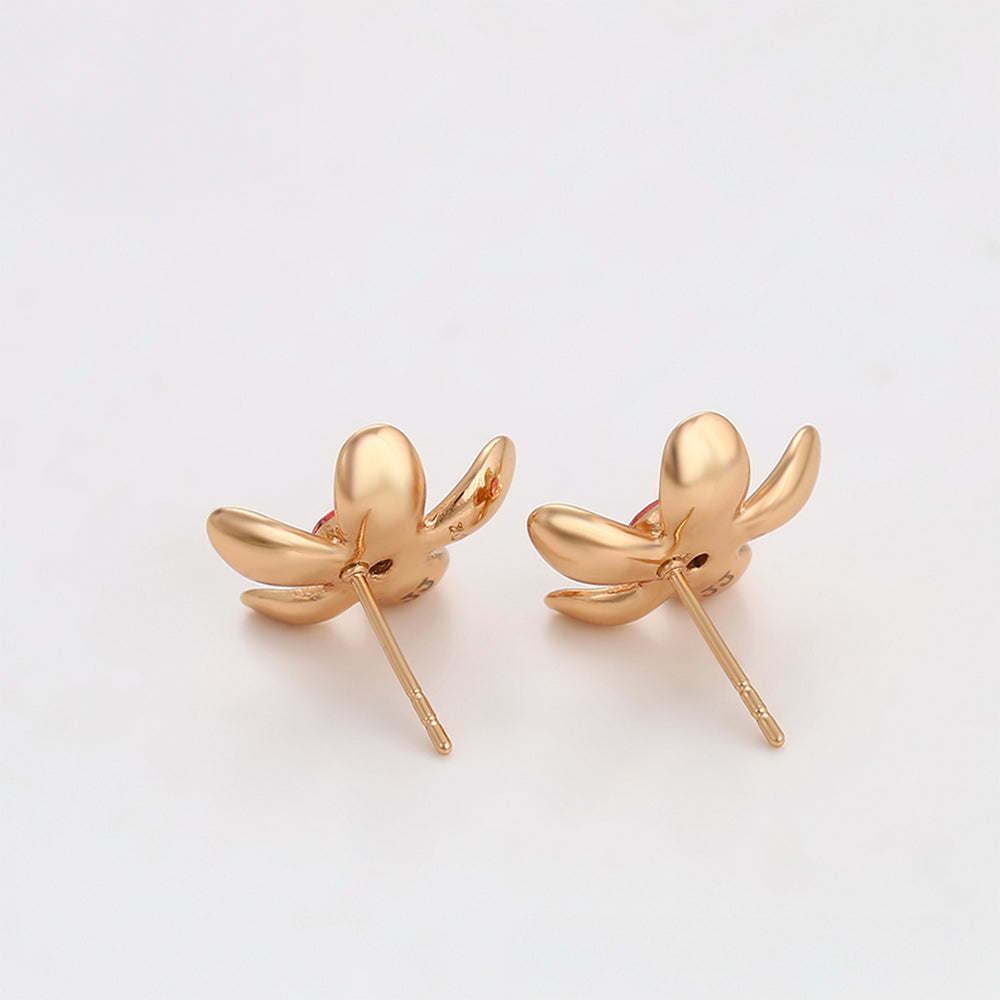 Pendientes de Aleación Bañado en Oro con Cristal Emporia® Rosa 6 