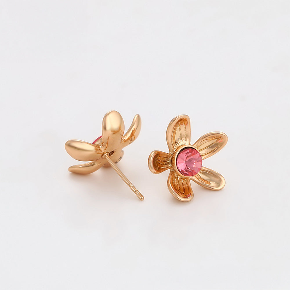 Pendientes de Aleación Bañado en Oro con Cristal Emporia® Rosa 7 