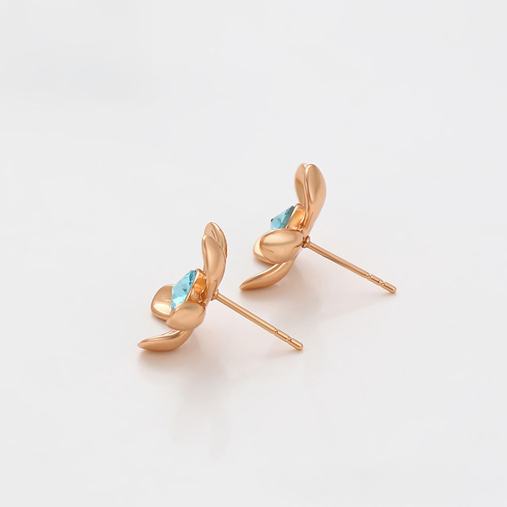 Pendientes de Aleación Bañado en Oro con Cristal Emporia® Azul