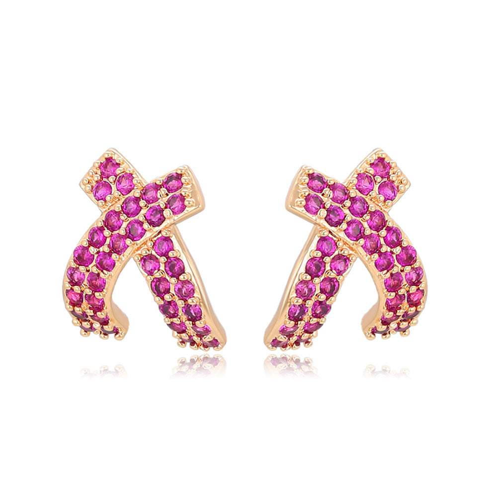 Pendientes de Aleación Bañado en Oro con Cristal Emporia® Rosa 1 
