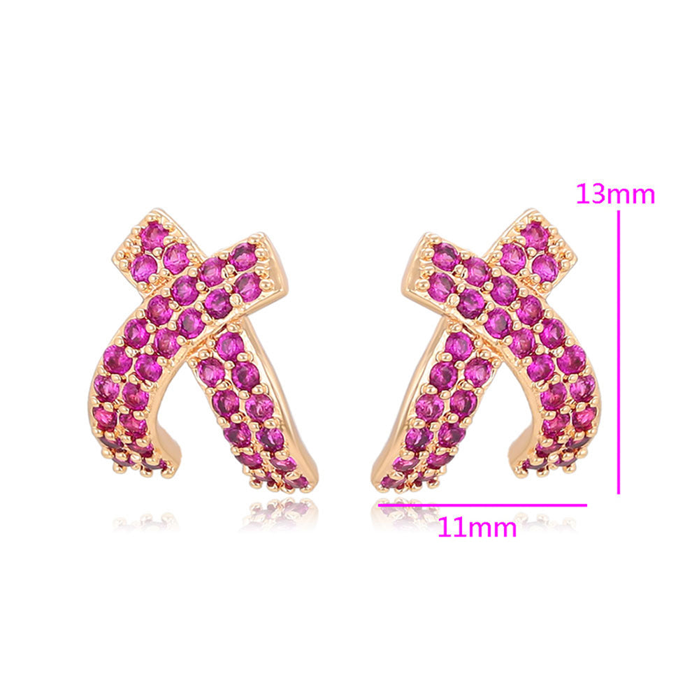 Pendientes de Aleación Bañado en Oro con Cristal Emporia® Rosa 2 