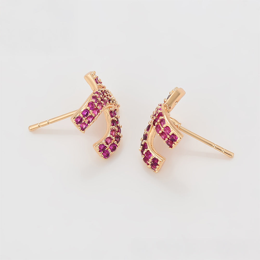 Pendientes de Aleación Bañado en Oro con Cristal Emporia® Rosa 4 